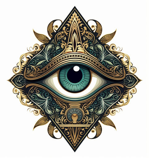 All seeing eye symbol stock vector, ornate ornamentation style