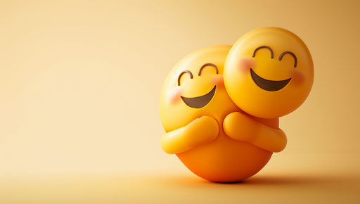 Love and friendship as emoji's hug, les nabis style