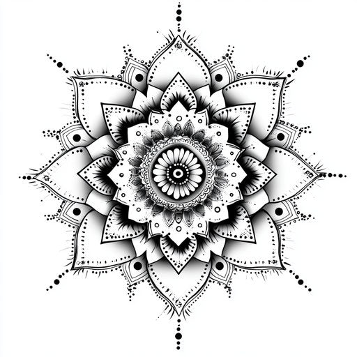 Beautiful tattoo sketch of mom and dad with intricate mandala patterns on white background