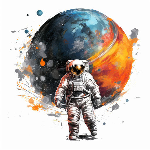 Outer space in Oil painting style on white background
