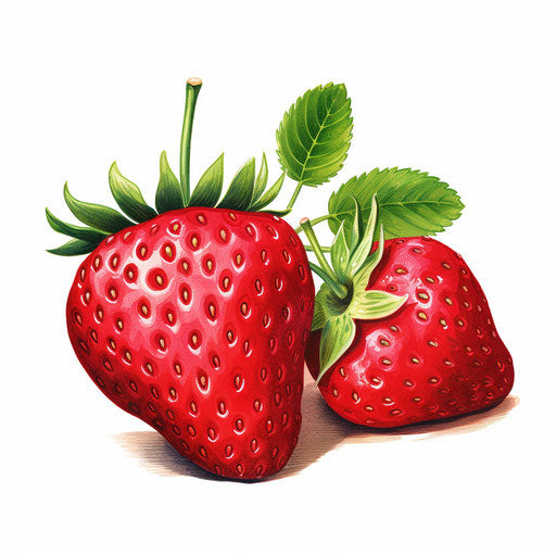 Strawberry sketch in the style of an oil painting, on a white background