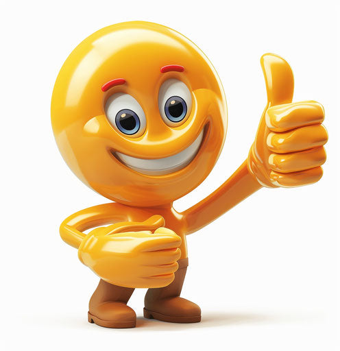Thumbs up emoji in cartoon form with thumbs up, in the style of captivating, sculpted 27:28