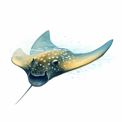 Stingray clipart in the style of Oil painting, on a white background