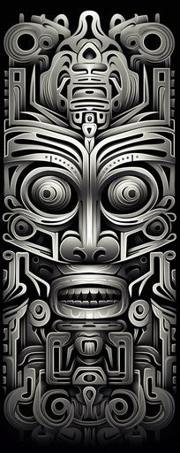 Black tribal patterns on album cover, black and white realism