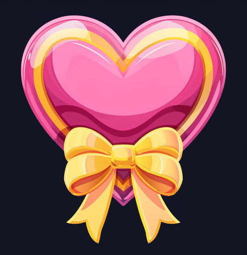 Pink heart with yellow ribbon and bow