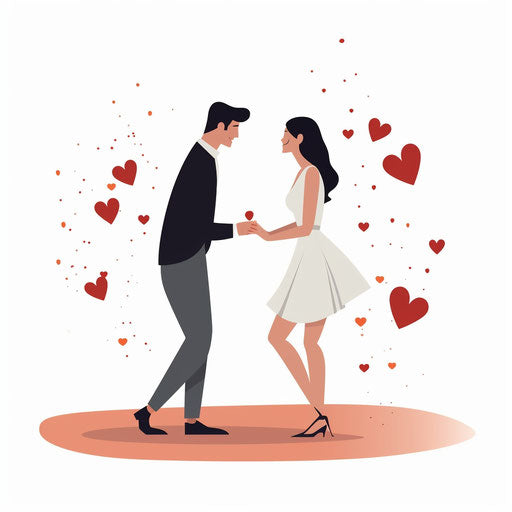 Engagement clipart in Minimalist style, on white background