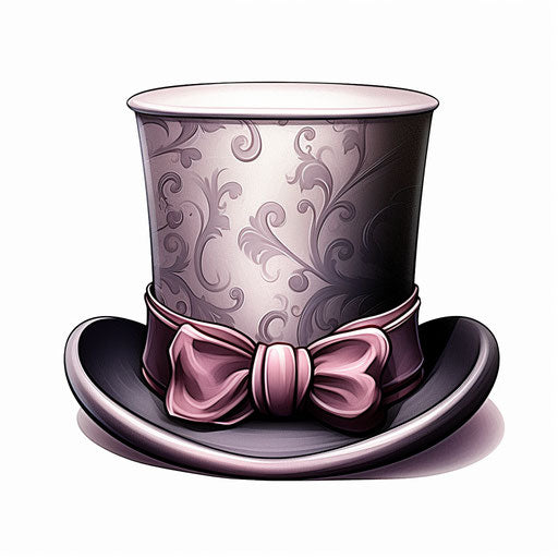 Top hat artwork in the style of Chiaroscuro Art, on white background