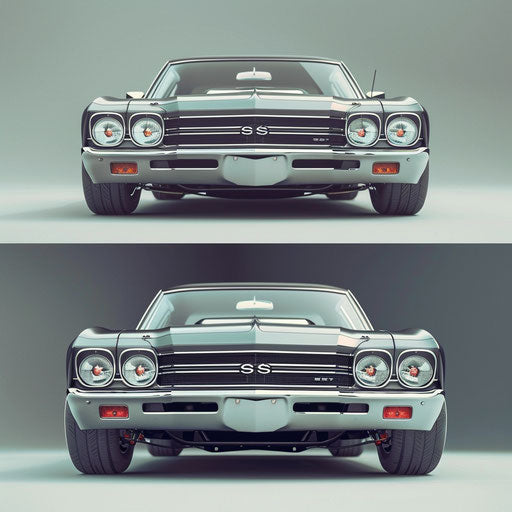 1969 Chevrolet Chevelle SS reimagined with a bold, futuristic front grille and sleek silhouette