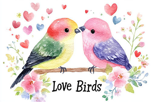 Cute and beautiful Valentine's Day clipart with two lovebirds