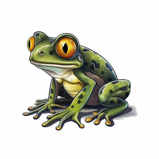 Frog artwork in the Chiaroscuro Art style, on white backdrop
