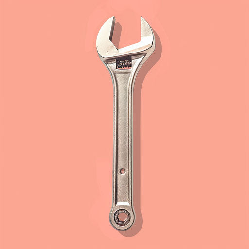 Realistic style wrench clipart on flat pastel peach background