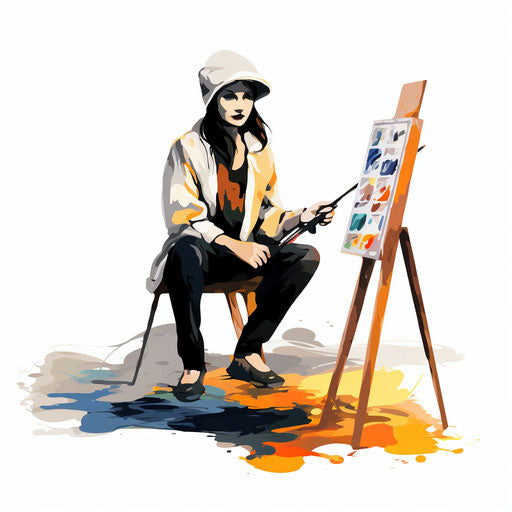 Artist clipart in the style of Minimalist, on a white background