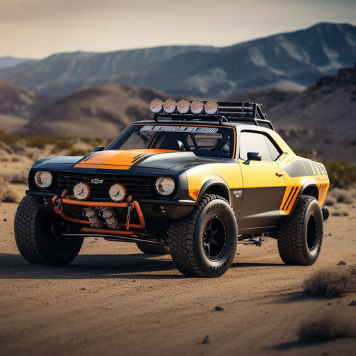 Classic Chevrolet Camaro rally car with off-road modifications