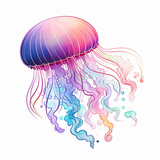 Jellyfish clipart in the style of Pastel Colors Art, on a white background