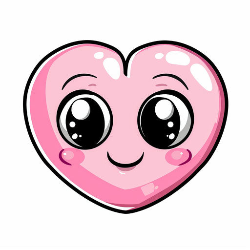 Adorable pink heart with face clipart on white background
