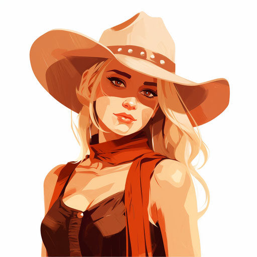 Cowgirl illustration in Minimalist style on white background