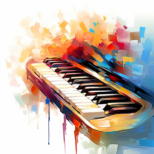 Keyboard in Impressionistic Art on white background