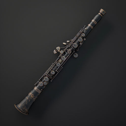 Realistic clarinet illustration on dark backdrop