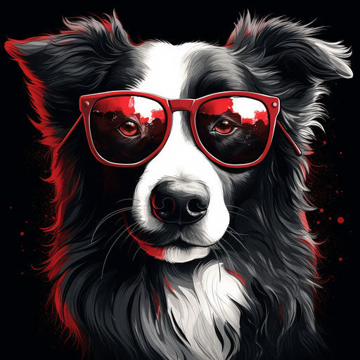 Border Collie with Glasses and Logo - isolated vector illustration