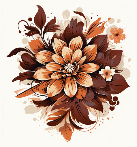 Brown floral pattern in tattoo-inspired Indian realism