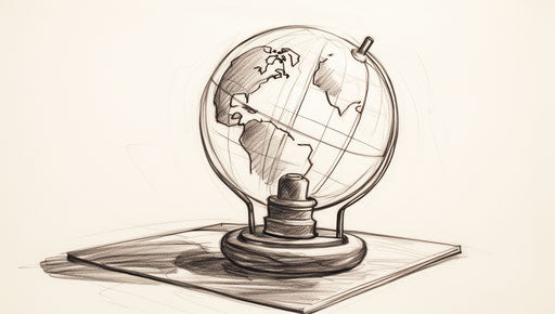 Globe-shaped lamp in traditional art style