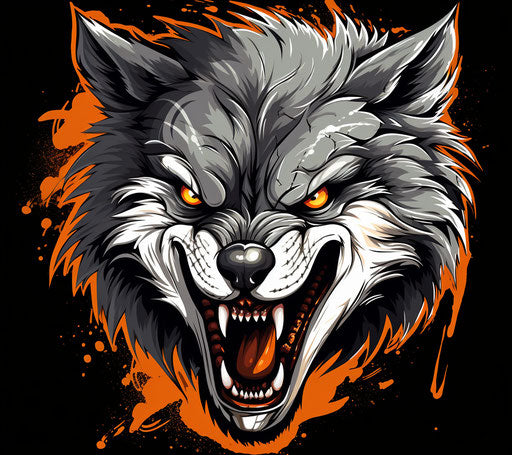 Aggressive wolf mascot illustration in graffiti style