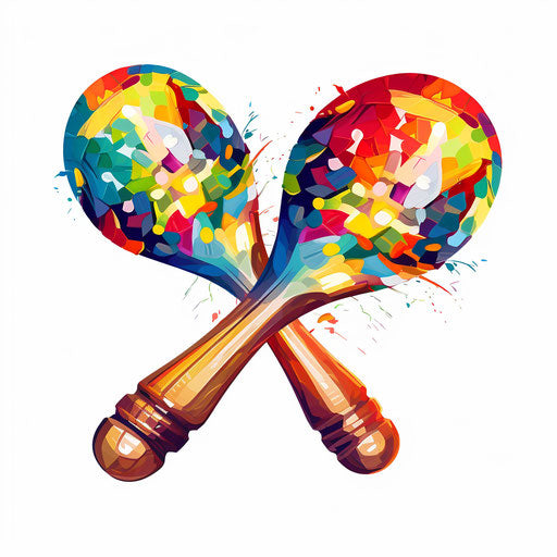 Maracas in the style of Impressionistic Art, on white background