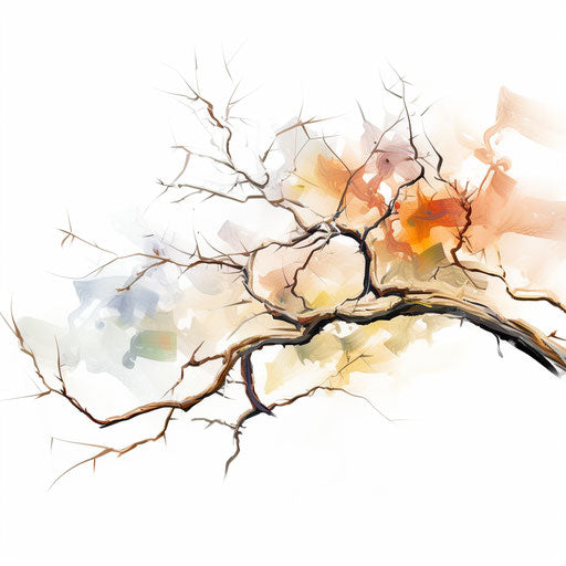 Impressionistic tree branch clipart on white background