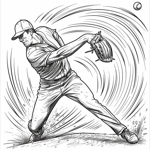 Detailed illustration of a pitcher throwing a fastball