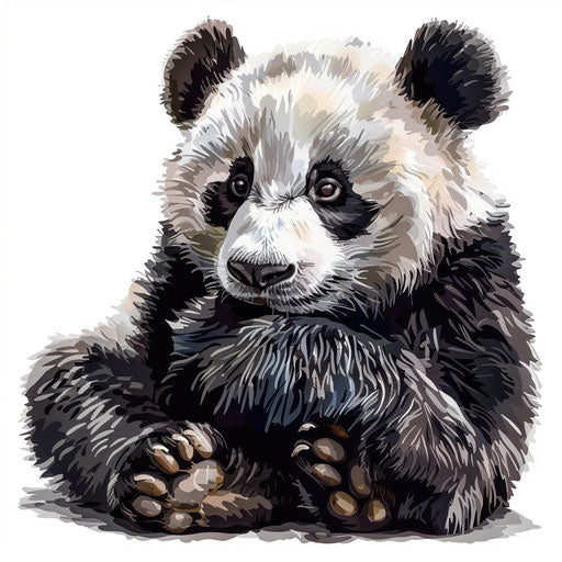 Photo realistic clipart panda on flat white background