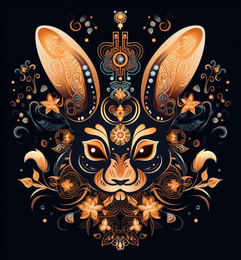 Ancient Chinese symbols animal on black background