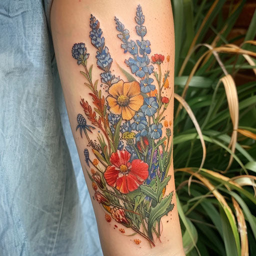 Realistic wildflower tattoo