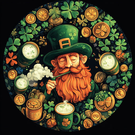 Irish magic: gold coins, green beer, red-haired imp