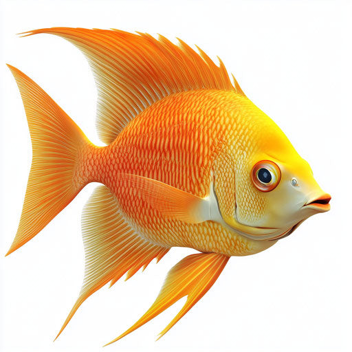 3D fishes on flat white background