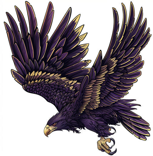 Eagle in black and brown ink with spread wings