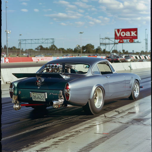 1966 Volvo P1800 drag racer on starting line
