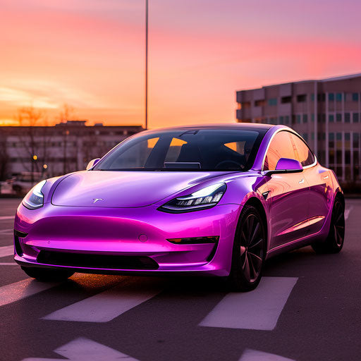Bright purple electric car