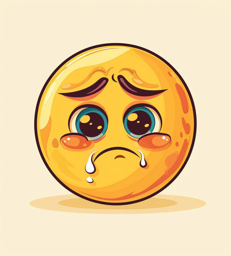 Yellow smiling face crying, cute cartoon style, simple design