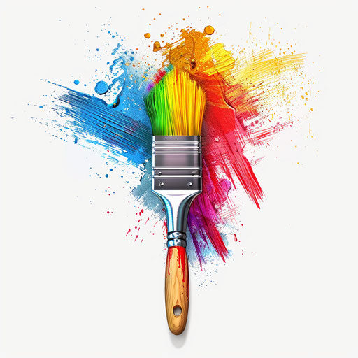Paint brush clip art in a photo realistic style on white background