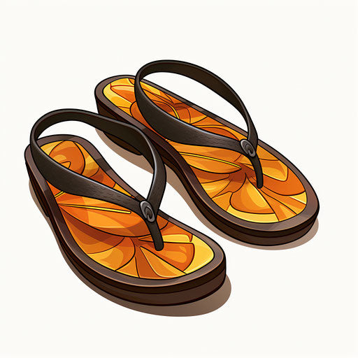 Flip flop illustration in the style of Chiaroscuro Art, on white background