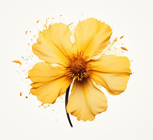 Yellow flower on white background, precisionist art style
