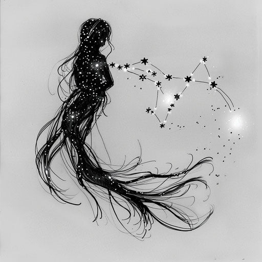 Ethereal Virgo constellation tattoo sketch