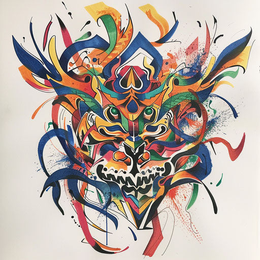 Expressionist tattoo sketch of a Batok pattern