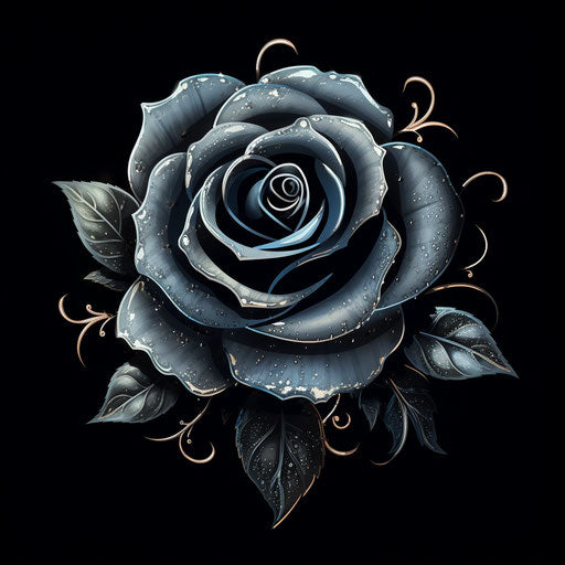 Black rose for a tattoo on a black background
