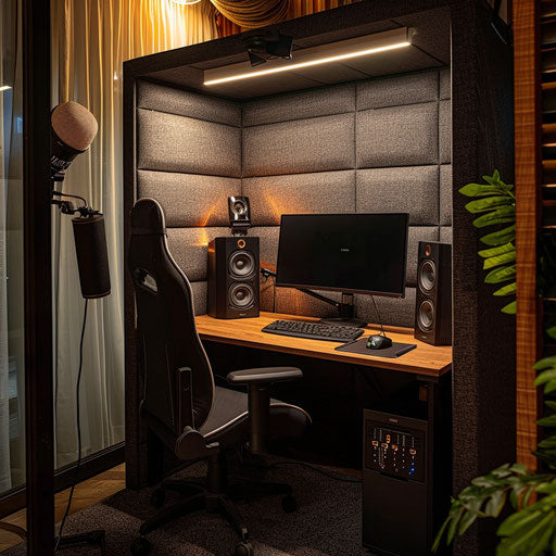 Home office with soundproof booth