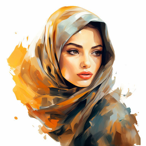 Hijab clipart in the style of Oil painting
