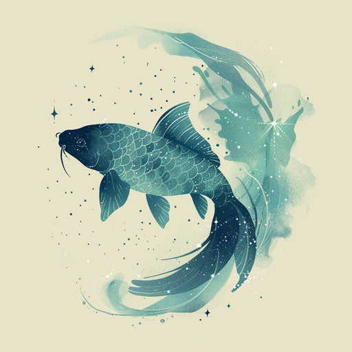 The Pisces constellation with water textures and calm blues