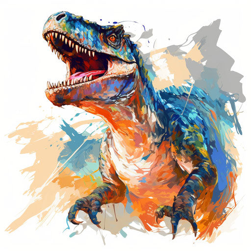 Dinosaur drawing in Impressionistic Art style, on white background