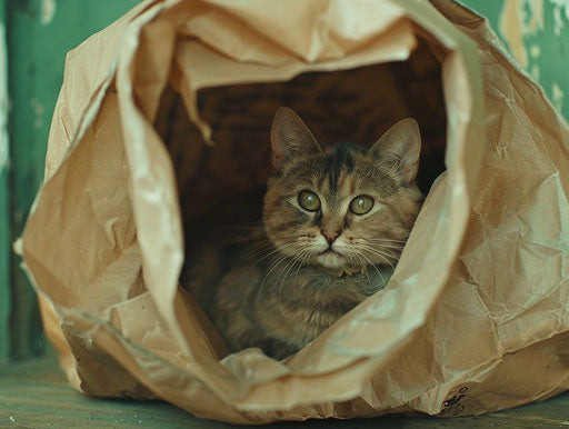 The cat in the brown paper bag