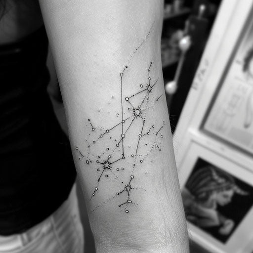 Bold sketch of Aquarius constellation with high contrast stars
